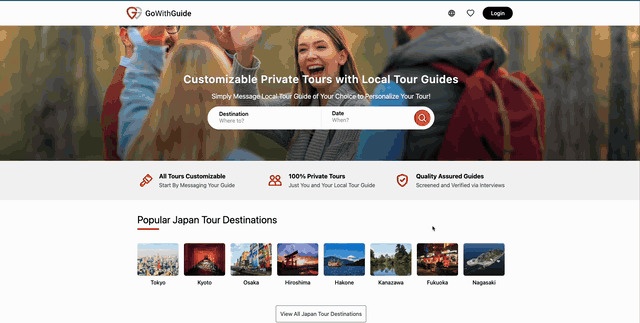 GoWithGuide product website — Product UI on gowithguide.com